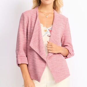 SKIES ARE BLUE Janine Textured Knit Drape Front Blazer Pink Medium New With Tags